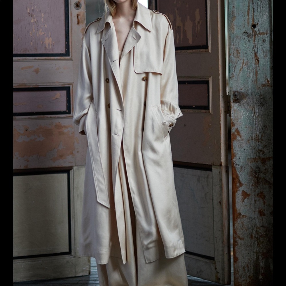 NWT Amur Althea Double-breasted Drape Trench Coat